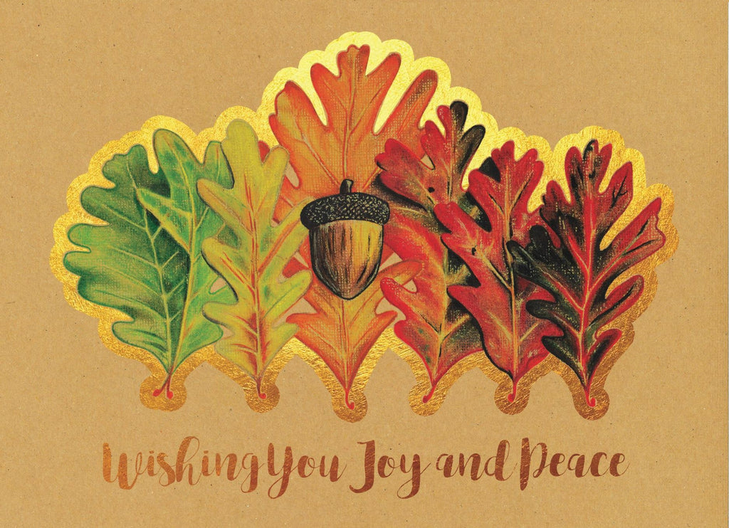 Holiday Tree Dedication Card - Holiday Oak Leaves